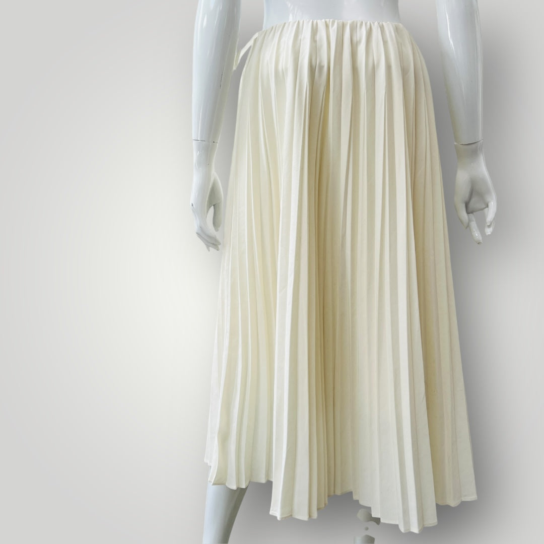 UNIQLO / white pleated skirt / L (3897373584331483602)