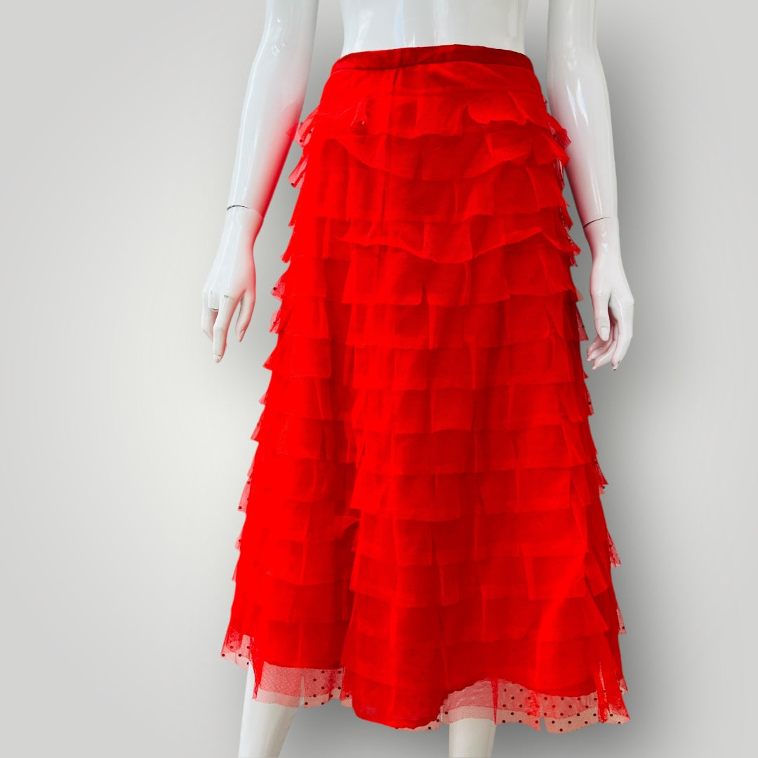 JUO / red tulle skirt / 14 (3897373618885799672)