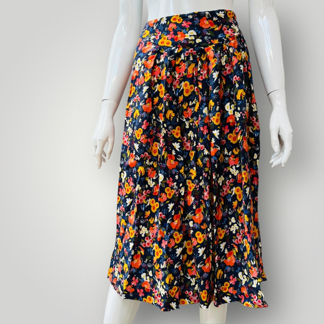 ANNE MARDELL / floral skirt / 14 / made in nz (3897373634096957074)