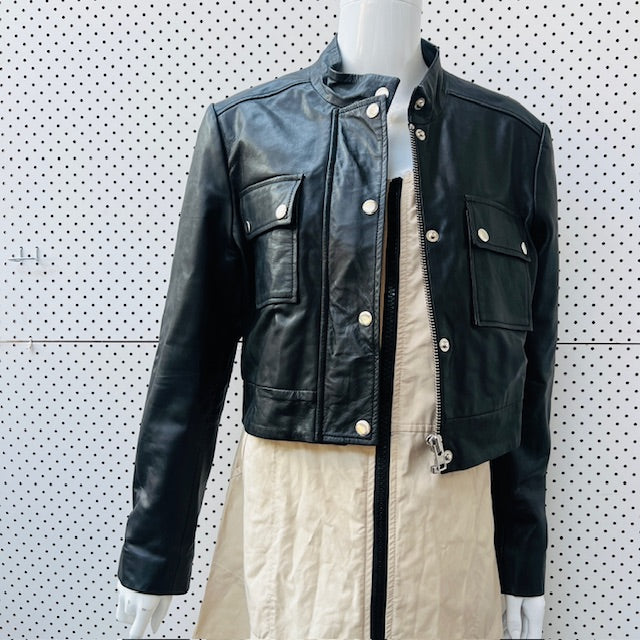 vintage / brown leather biker jacket / m (3897719636249500567)