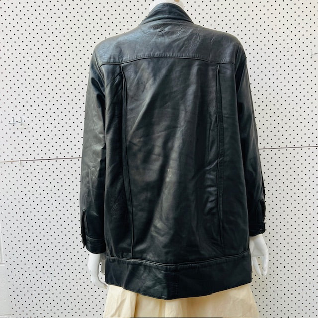 1980s vintage / black leather jacket / s (3897719666926074403)
