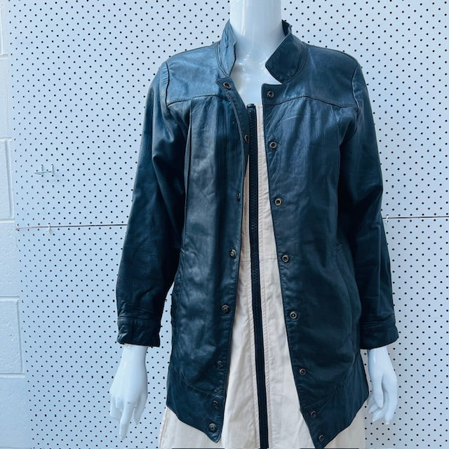 1980s vintage / black leather jacket / s (3897719672414607706)
