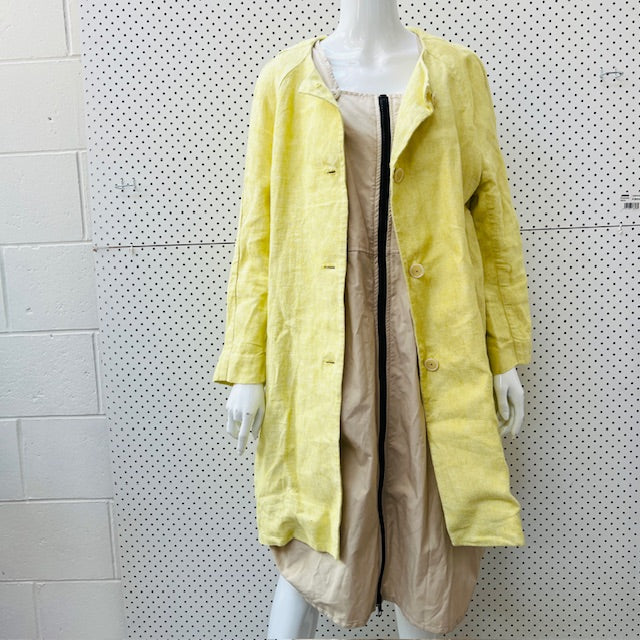 NIX the label / yellow linen duster / made in nz / s (3897719682132371949)