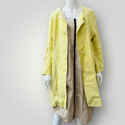NIX the label / yellow linen duster / made in nz / s (3897720183667409073)