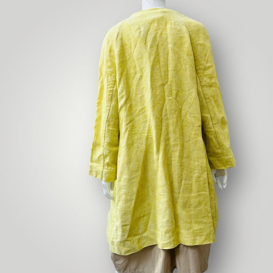 NIX the label / yellow linen duster / made in nz / s (3897720185425442418)