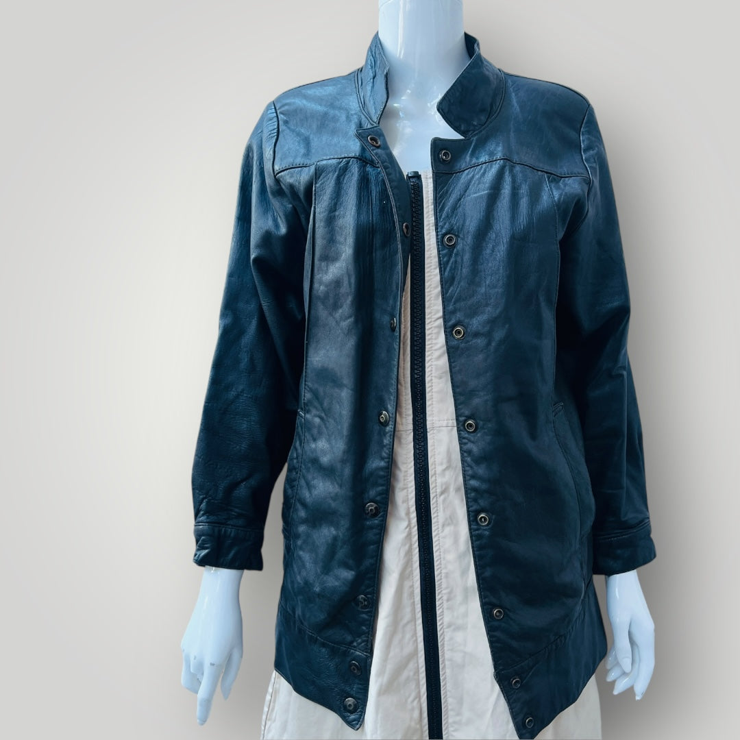 1980s vintage / black leather jacket / s (3897720187539905537)