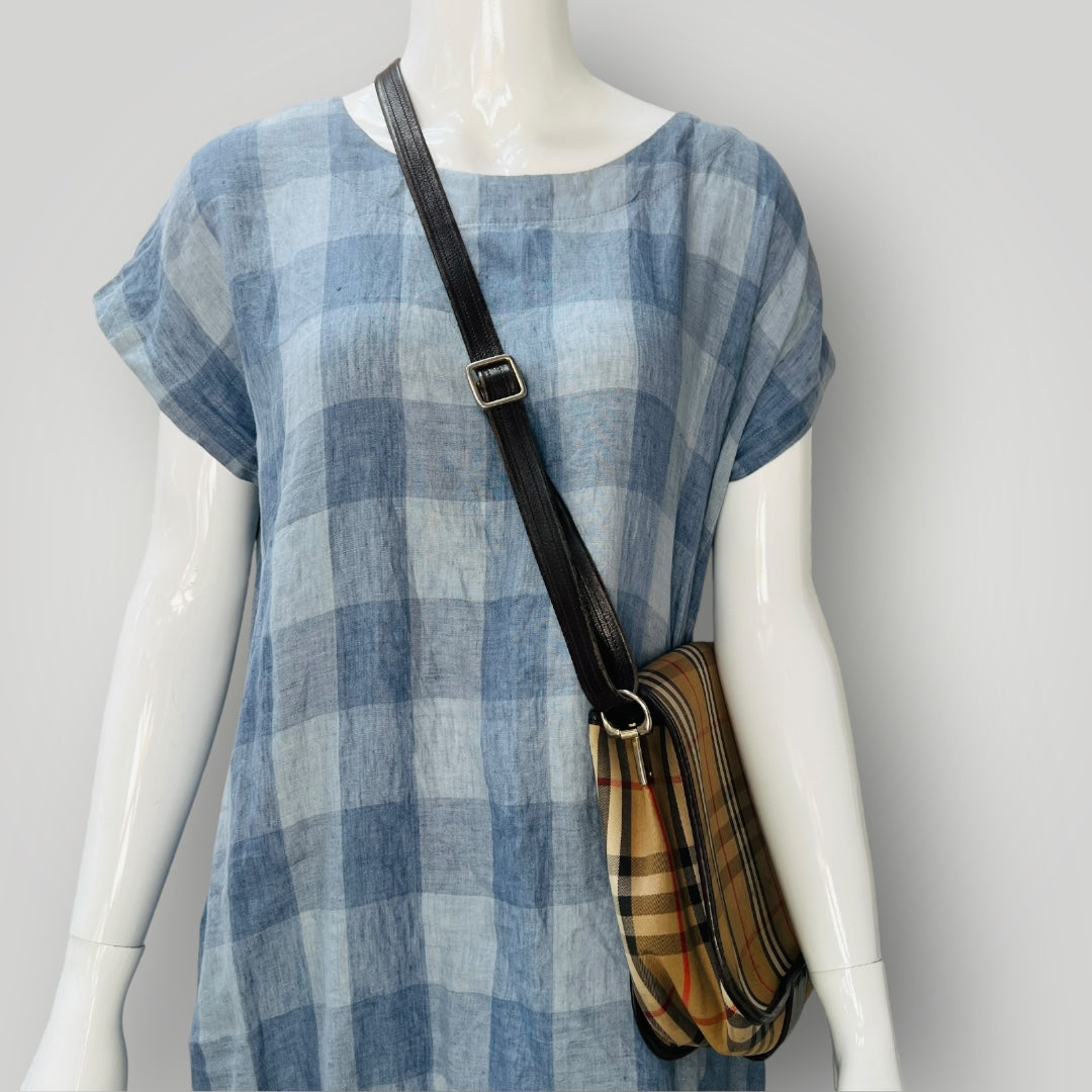 vintage / BURBERRY / nova check cross body saddle bag (3897815417393160928)