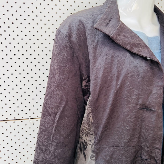 2000s nz vintage / RED HEAD / brocade + velvet coat / 12 / made in nz (3897886072302181131)