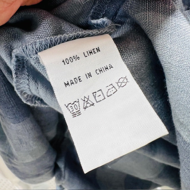 BALLANTYNES / blue plaid linen dress / 12 (3897914987641909268)