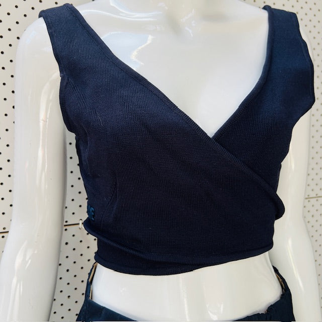 AJE / 'mia' wrap top in navy  / L (3897916030612022194)