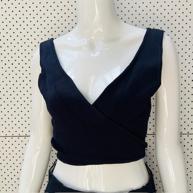 AJE / 'mia' wrap top in navy  / L (3897916032153571408)