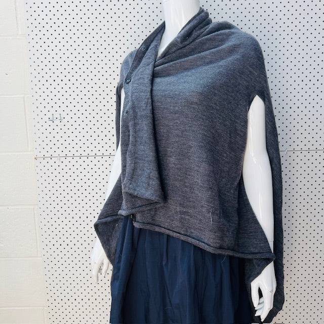 2000s vintage / RICOCHET / pure wool wrap top + armholes + buttons / one size (3897916103378108529)