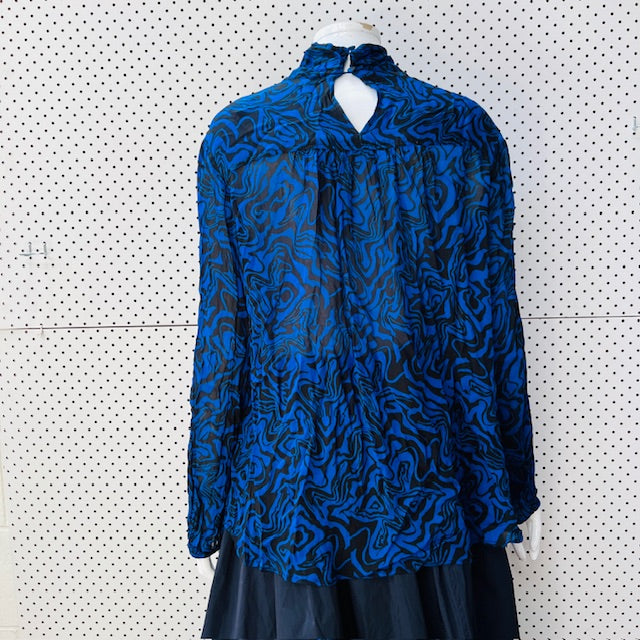 KATE SYLVESTER / high necked swirl top in electric blue / 14 (3897916144771390649)