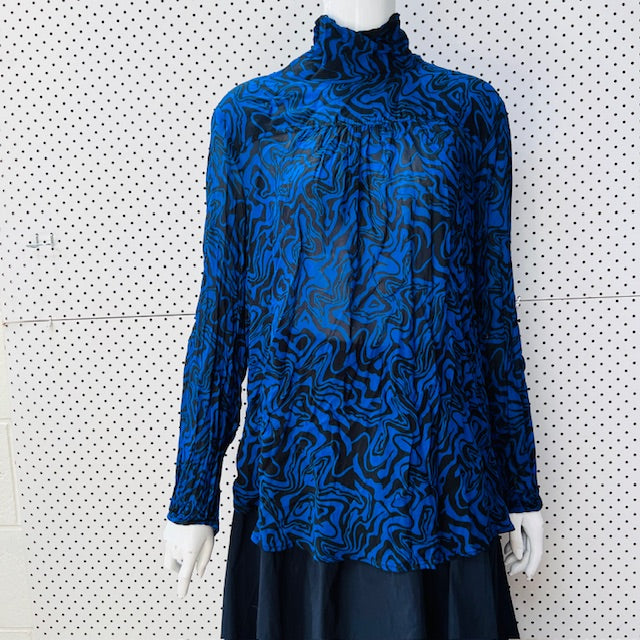 KATE SYLVESTER / high necked swirl top in electric blue / 14 (3897916148802939980)