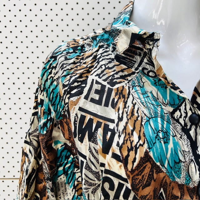 1990s aussie vintage / KATIES / patterned shirt / s (3897916213796525399)