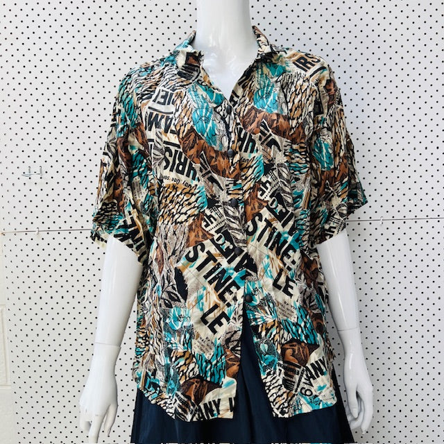 1990s aussie vintage / KATIES / patterned shirt / s (3897916215648530636)