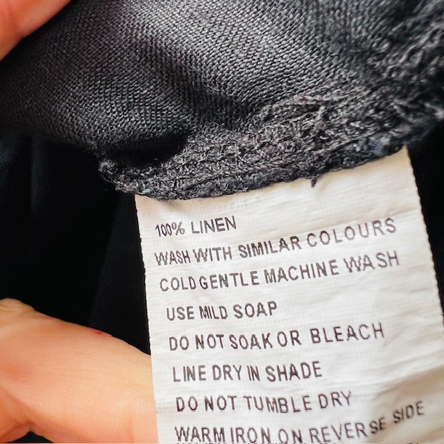 KNEWE LABEL / 'fultter' linen top with ruffles / black / 18 (3897916242113856569)