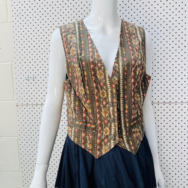 1990s nz vintage / COMMENT / patterned waistcoat / m (3897916257515374098)