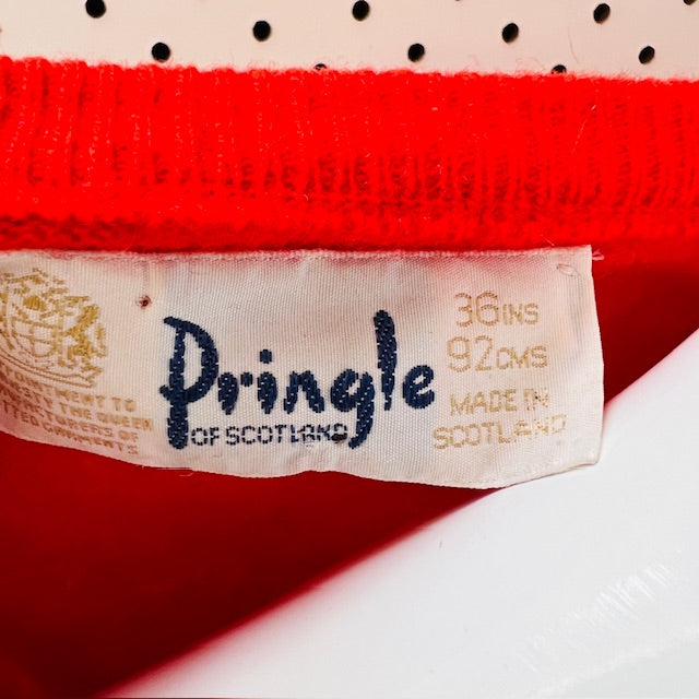 1980s scottish vintage / PRINGLE / bright red soft wool knit / s (3897916302055899195)