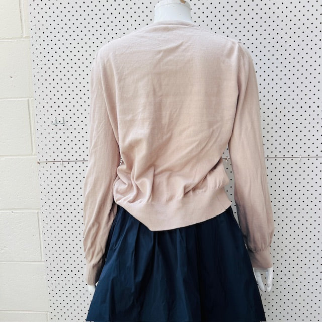 beige / cotton cardigan with pearly buttons / L (3897916322287774344)