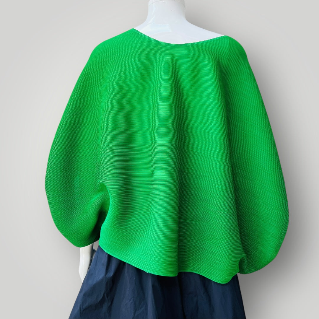 JACQUI FERNANDES / pleats please folded kelly green top / one size (3897920818136152216)