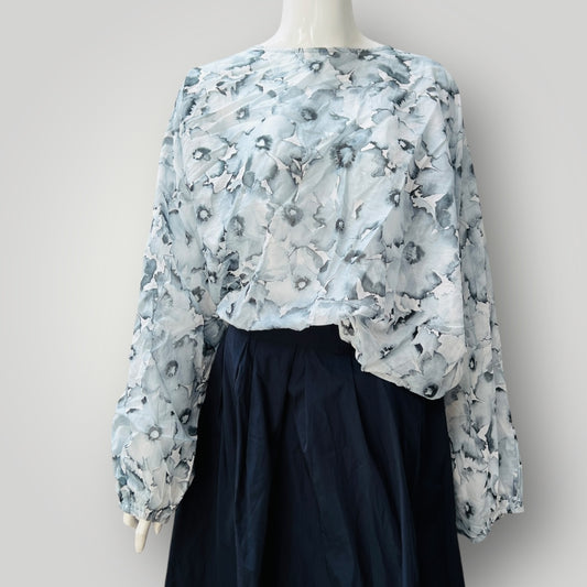 MAX / fleur cropped tied blouse / watercolour floral / 18 / new with tags (3897920830642028004)