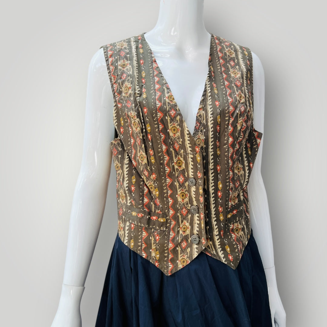 1990s nz vintage / COMMENT / patterned waistcoat / m (3897920843704918694)