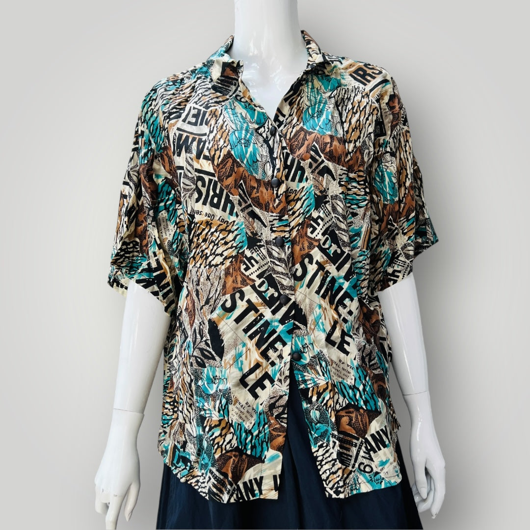 1990s aussie vintage / KATIES / patterned shirt / s (3897920859112901445)