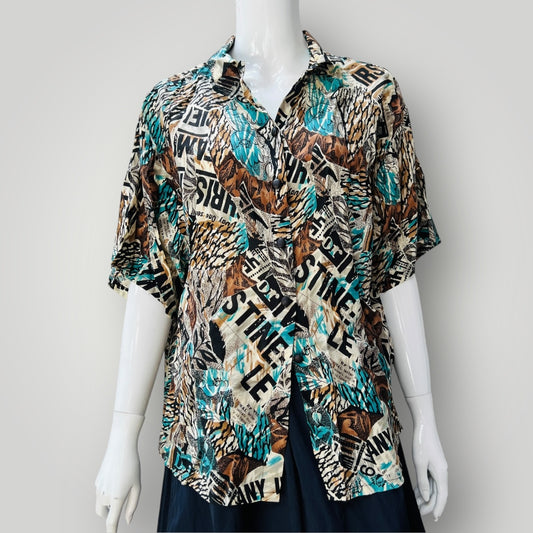 1990s aussie vintage / KATIES / patterned shirt / s (3897920859112901445)