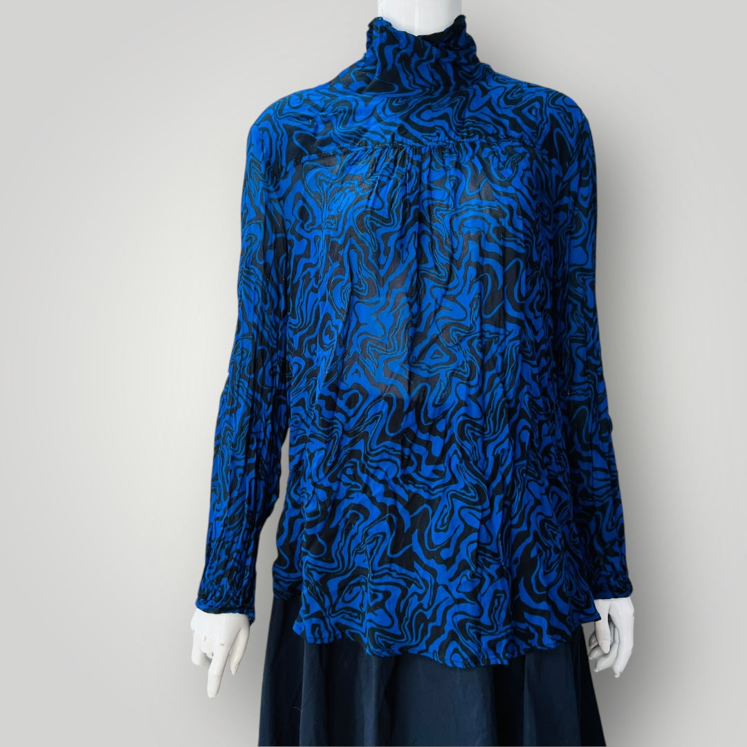 KATE SYLVESTER / high necked swirl top in electric blue / 14 (3897920888956547662)