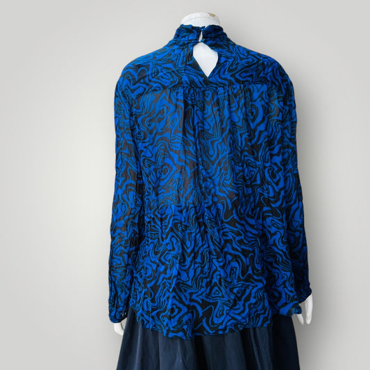 KATE SYLVESTER / high necked swirl top in electric blue / 14 (3897920891962919583)