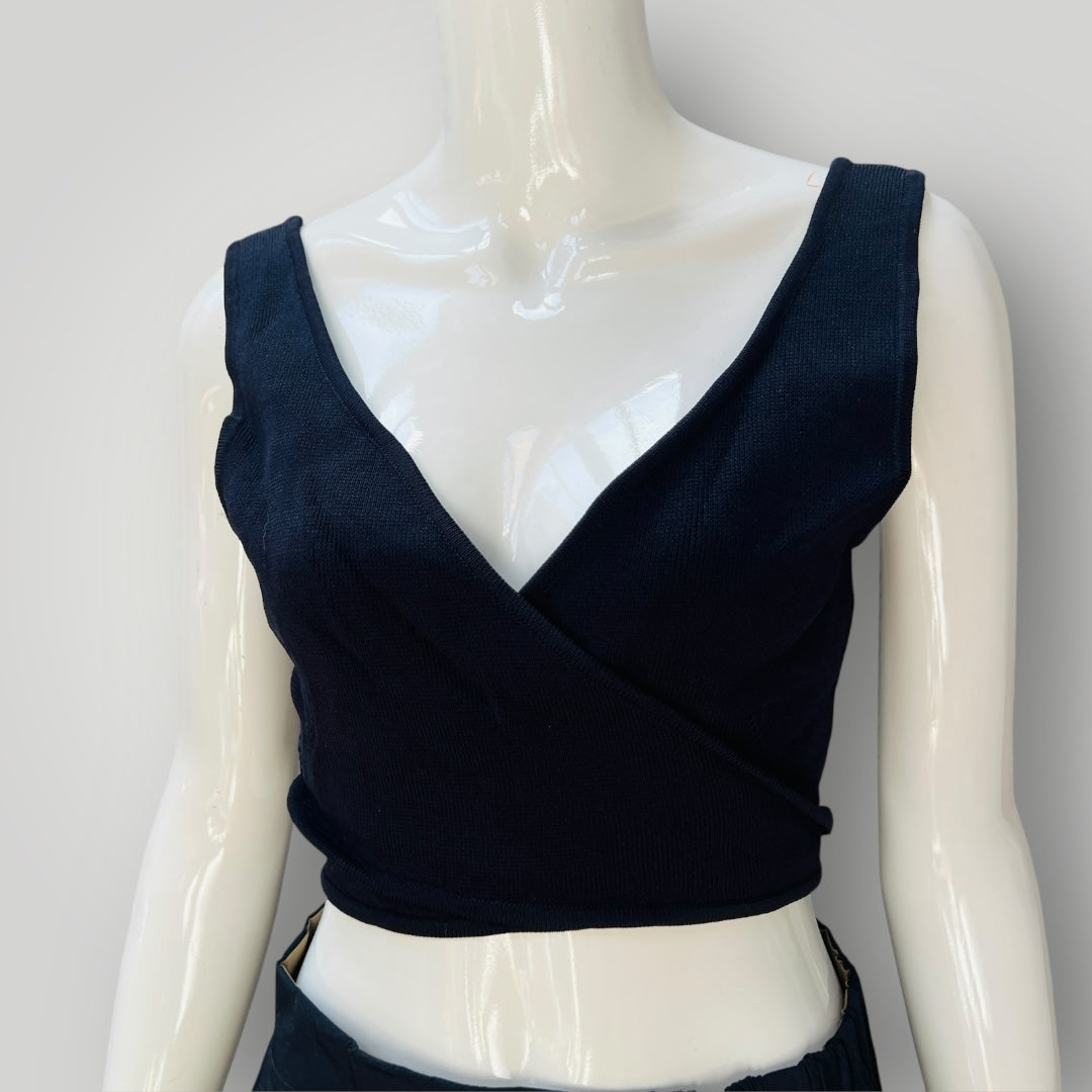 AJE / 'mia' wrap top in navy  / L (3897920946063690508)