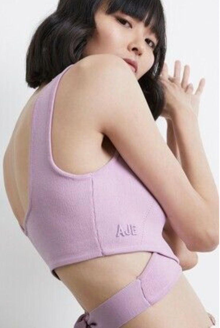 AJE / 'mia' wrap top in navy  / L (3897971465215814692)