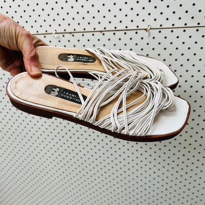 FRANCO BURRONE / white strappy slides with toe / 8 (3898401048612742186)