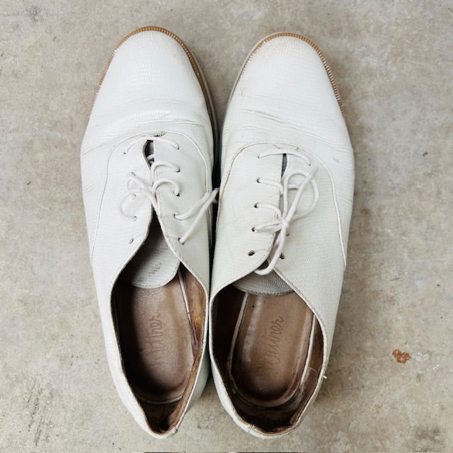 WITTNER / 'milas' white lace up leather flatforms / 38 (3898401068250576602)