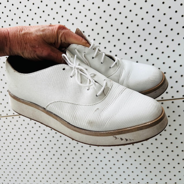 WITTNER / 'milas' white lace up leather flatforms / 38 (3898401072015468040)