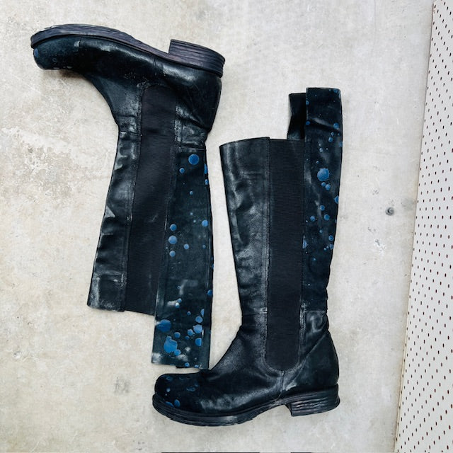 PAPUCEI / knee length leather boots / made in italy / 41 (3898401118738042856)