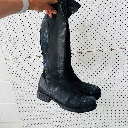 PAPUCEI / knee length leather boots / made in italy / 41 (3898401133726755108)