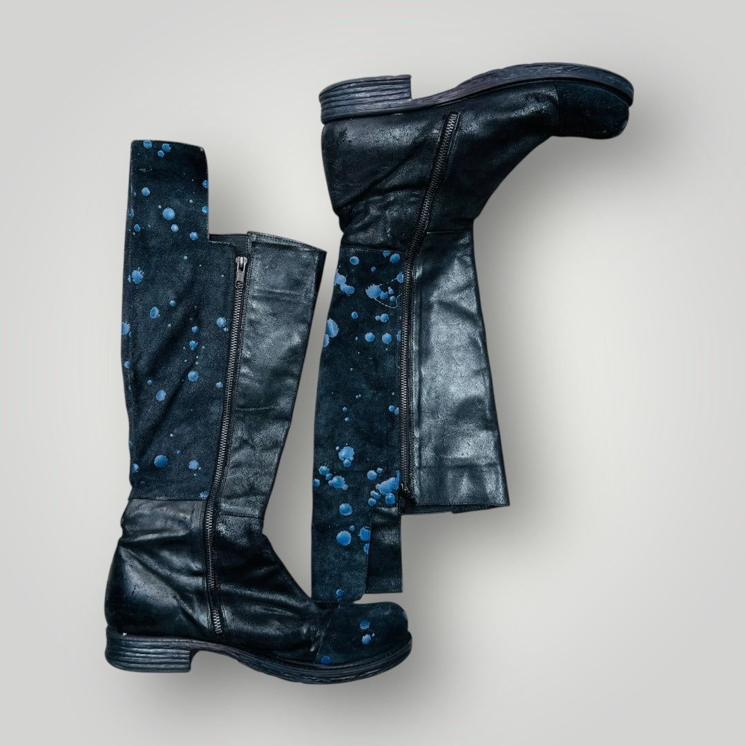 PAPUCEI / knee length leather boots / made in italy / 41 (3898401488179249415)