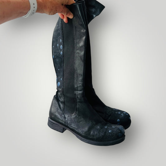 PAPUCEI / knee length leather boots / made in italy / 41 (3898401490175370493)