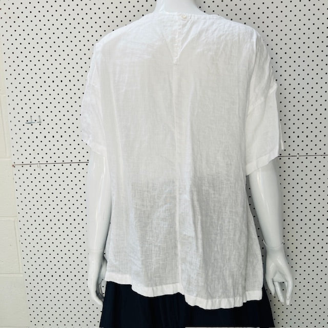 MUJI / white linen blouse / m (3898494343291726136)