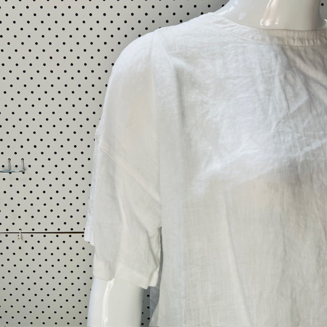 MUJI / white linen blouse / m (3898494344841708235)