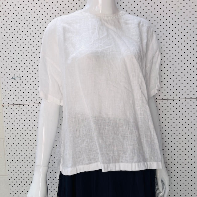 MUJI / white linen blouse / m (3898494346341979868)