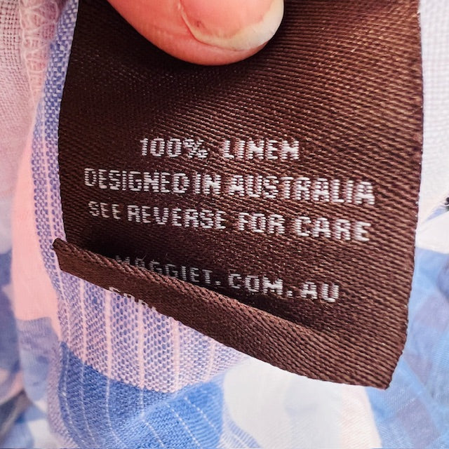 MAGGIE T / plaid linen shirt / L/XL (3898494357835264394)