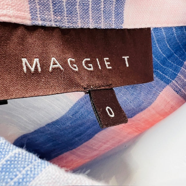 MAGGIE T / plaid linen shirt / L/XL (3898494362125449434)