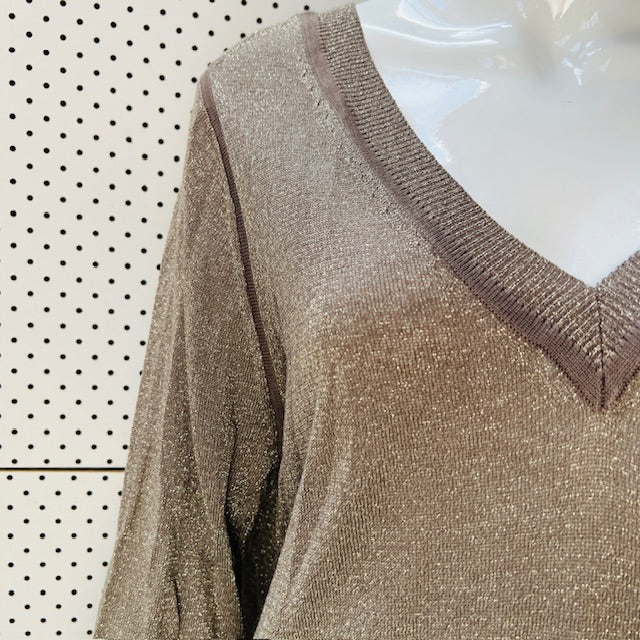 WILD CHILD / brown lurex jumper / L (3898494390206931457)