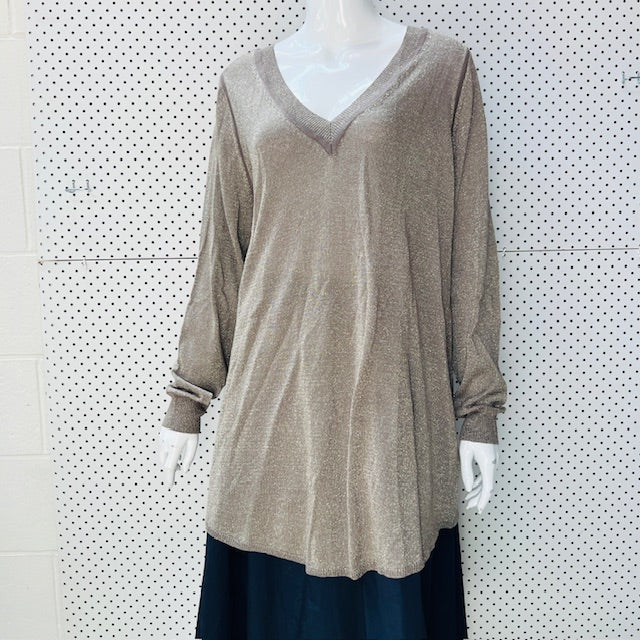 WILD CHILD / brown lurex jumper / L (3898494392109596090)