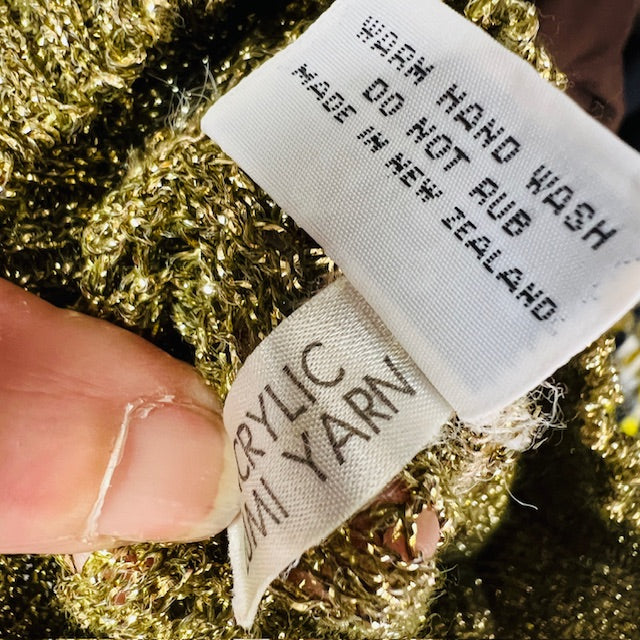 1960s nz vintage / SHETLAND / gold lurex boat neck top / s (3898494413033531369)