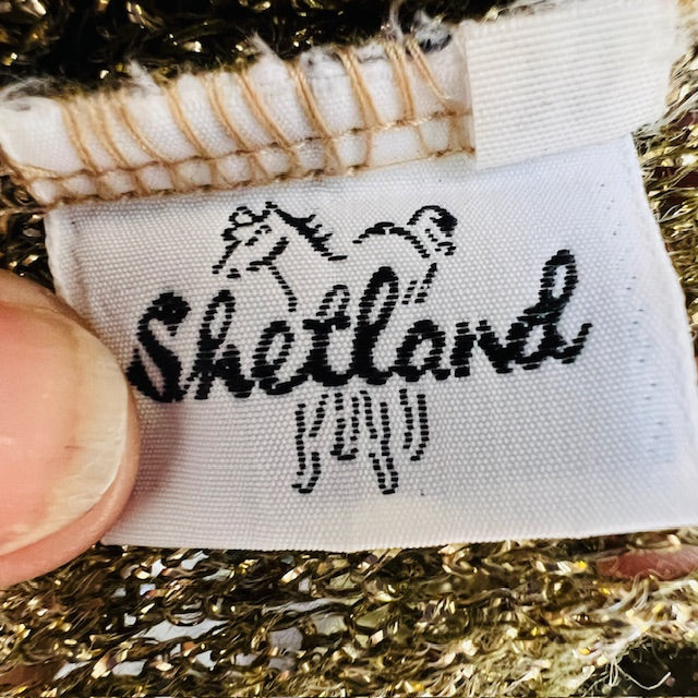 1960s nz vintage / SHETLAND / gold lurex boat neck top / s (3898494414765821909)