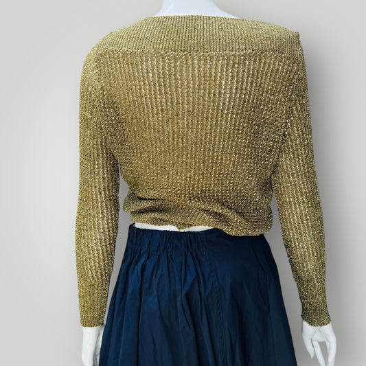 1960s nz vintage / SHETLAND / gold lurex boat neck top / s (3898494967018092287)
